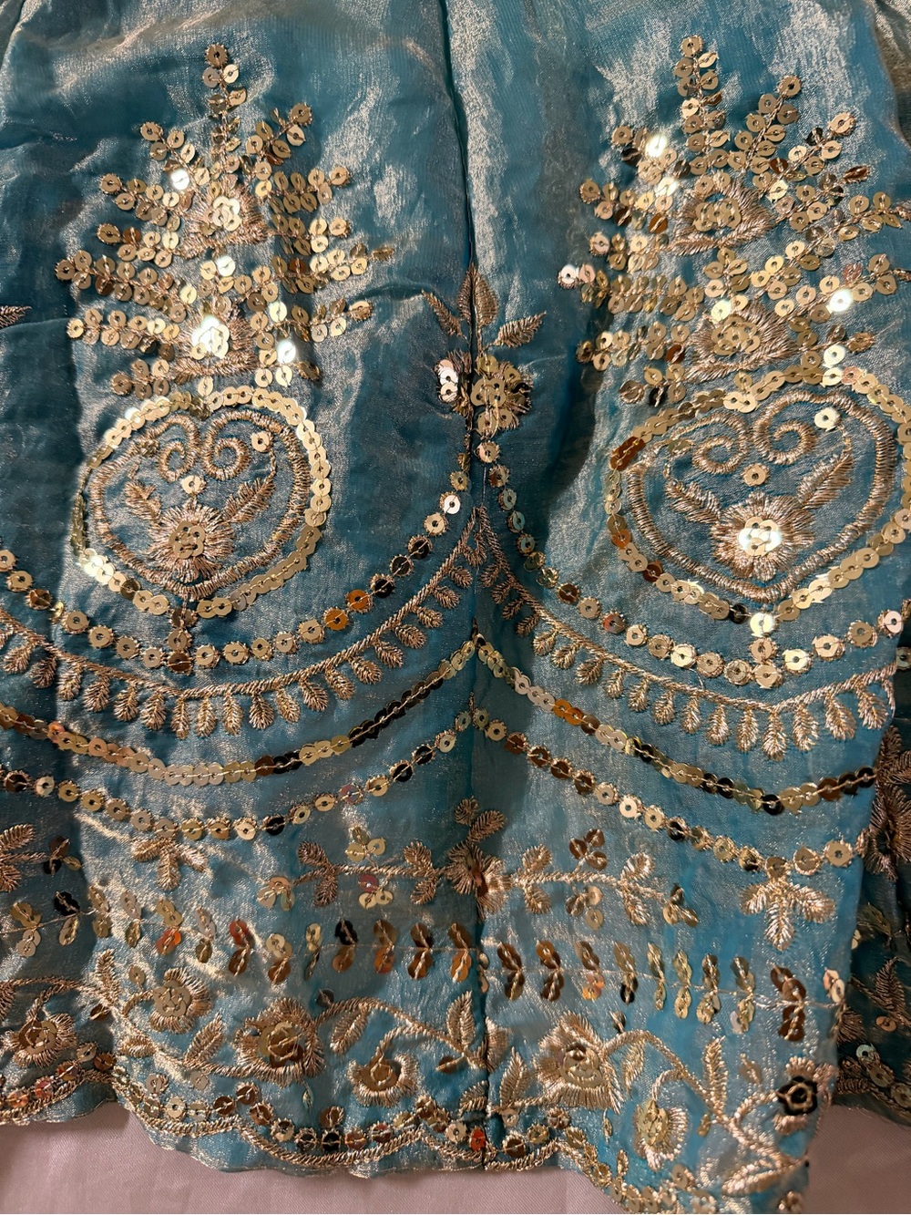 Women’s Indian Silk Designer Mirror  Embroidery Sequin Work Kurta Plazzo set-M - Picture 11 of 12